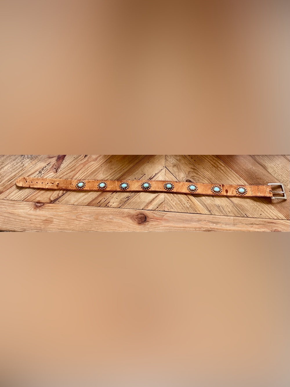 Vintage Leather Turquoise Concho Belt - Women